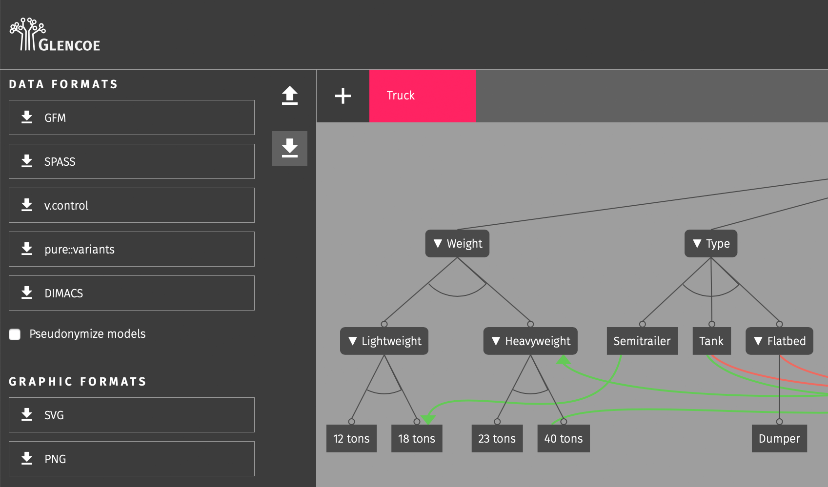 Export formats and options